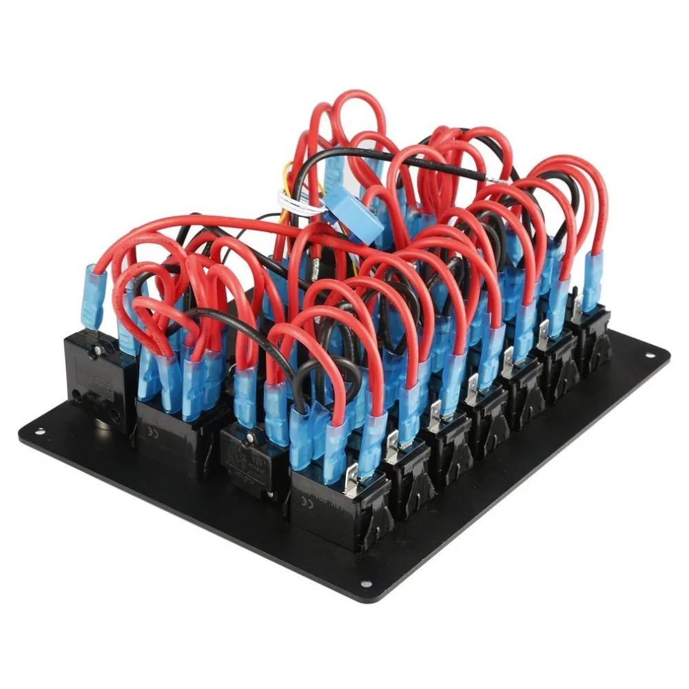 10 Gang Waterproof Car Auto Boat Marine LED AC/DC Rocker Switch Panel Dual Power Control Overload P