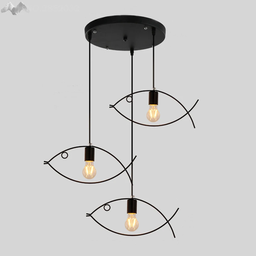 

Mordern Creative Iron Pendant Lights Fish Pendant Lamp for Living Room Bedroom Restaurant Cafe Home Lighting Fixtures Decoration