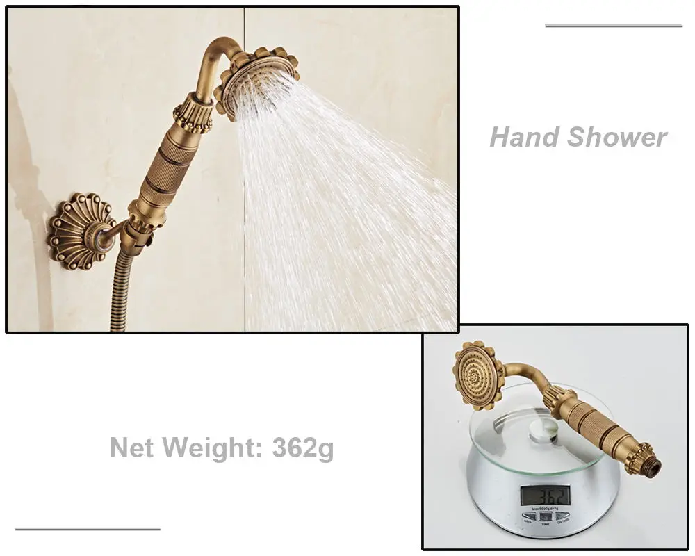 Смеситель для ванной комнаты, евро, античная бронза, ванна, душевой набор, смесители, настенное крепление, дождевой Душ, ручной смеситель, краны WB1602
