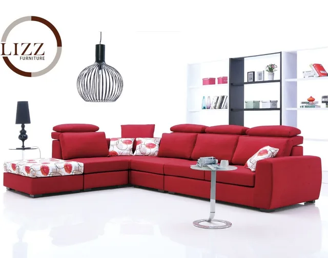 Lizz L Shaped Corner Sofa Fabric Couch Bright Red Chinese Lizz L Shaped Corner Sofa Fabric Couch Bright Red Chinese And Lounge