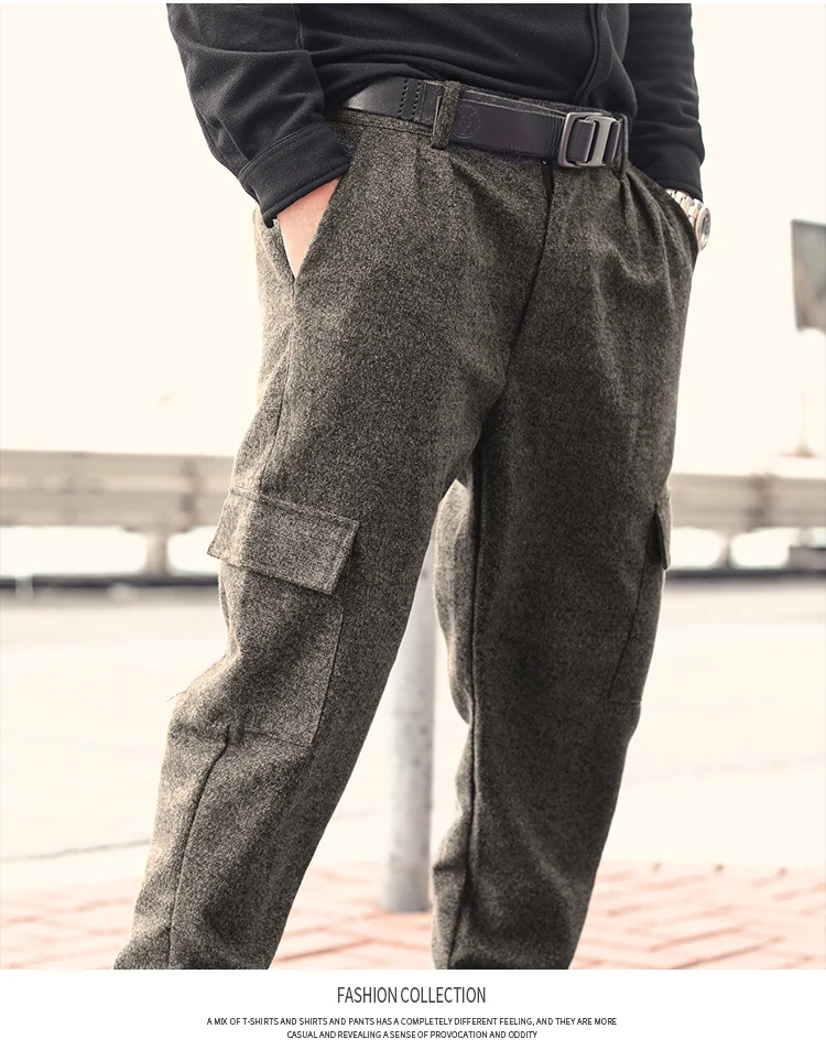 Мужские серые повседневные приталенные шерстяные Брендовые брюки в британском стиле с карманами, мужские брюки на молнии, прямые брюки высокого качества K928