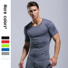 AALAMGEER лето тренажерный зал бег Твердые Футболка с коротким рукавом для мужчин Тощий тренировки быстросохнущая Топы корректирующие футбол Джерси Rashguard