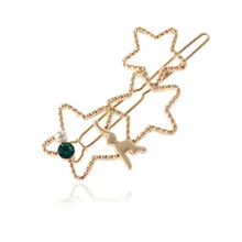 Заколки для волос для Для женщин витой лица три ряда Треугольники заколка для волос с жемчугом аксессуары пятиконечная звезда G0508