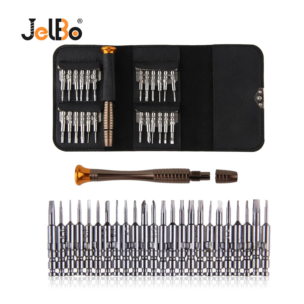 

Jelbo Professional 25 in 1 Cell Phones Opening Pry Repair Tool Kits Screwdriver Set Hand Tools Mobile Phone Repair Tool Kit