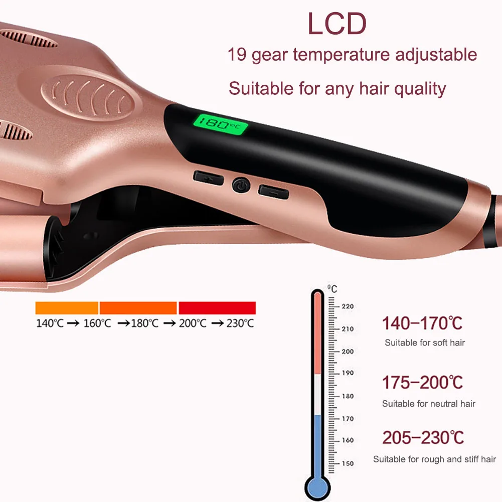 

Wave Curling Iron Ceramic Hair Curler Triple Bar Professional Deep Wavy Curler LED Temperature Hair Curler Electric hair care