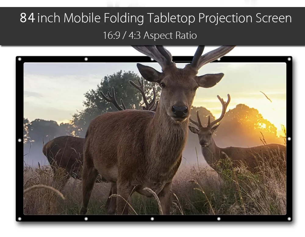 84 Inch 169 HD Projector Screen Portable Folded Front Projection Screen Fabric with Eyelets without Frame For UNic UC46 UC40 (2)