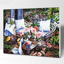 DIY Digital Painting by numbers Flowers bloom in the courtyard paint by numbers on canvas picture wall art home decoration
