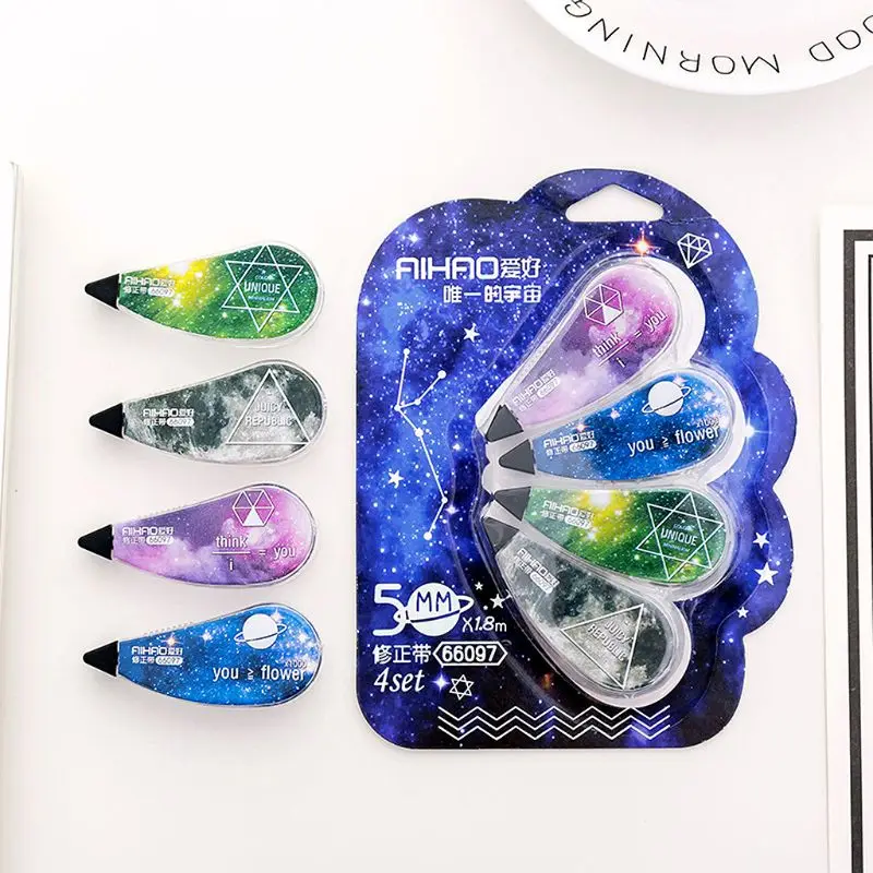 

4Pcs Correction Tape Set Fantastic Star Sky Stationery Correcting Tool Student Gift School Supplies