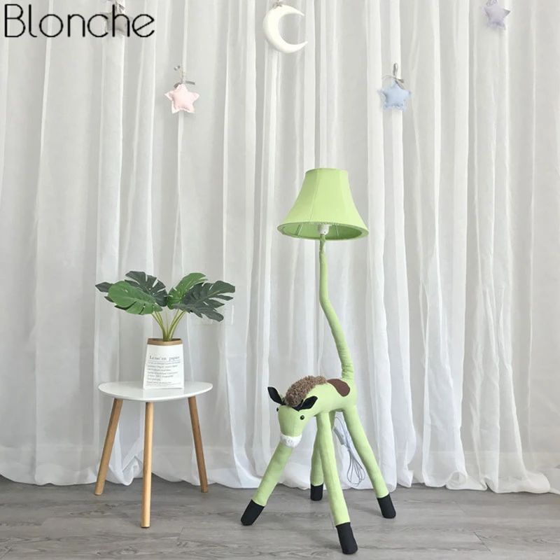 Lâmpada de Assoalho Moderna dos Desenhos Animais para Crianças Decoração da Sua Animados Quarto Tecido Lâmpada Tons Suporte Led Luminária pé Casa 10 animais para crianças quarto tecido lâmpada tons