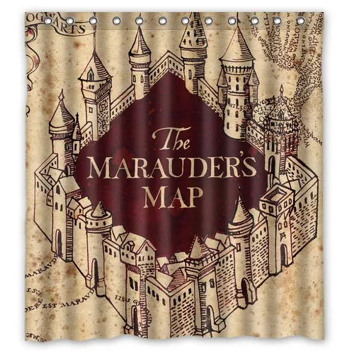 New 2014! Fashion Hot Sale Harry Potter The Marauder's Map waterproof shower curtian 66&quot x 72&quot 60&quot | Дом и сад