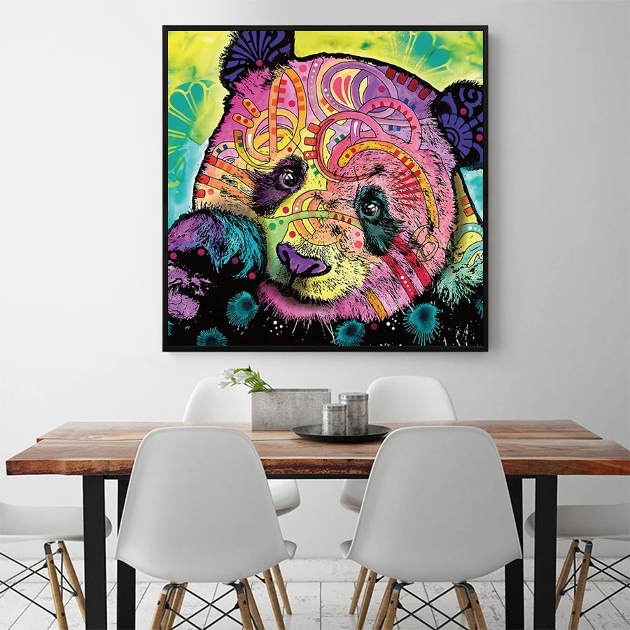 

Modern Abstract Animal Oil Painting on Canvas Wall Art Picture Colorful Panda Canvas Posters and Prints For Home Decoration Art