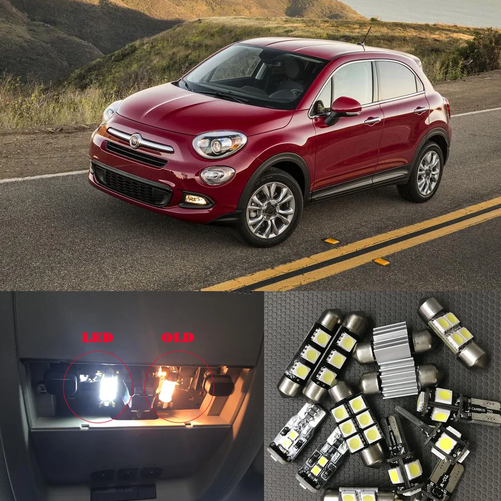 7 шт. Canbus белая автомобильная лампа светодиодсветильник лампы посылка 2012 2017 Fiat 500