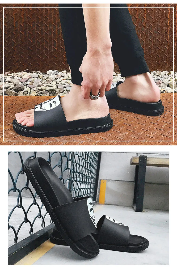 AoXunLong/мужские тапочки; домашние Вьетнамки; пляжные сандалии с V-образной маской; модные черные домашние тапочки на плоской подошве; мужская пляжная обувь на плоской подошве
