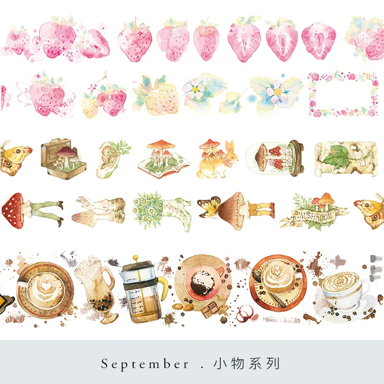 

Funny mushroom travel notes Vintage garland of coffee Decorative Washi Tape DIY Scrapbooking Sticker Label Masking Tape Escolar