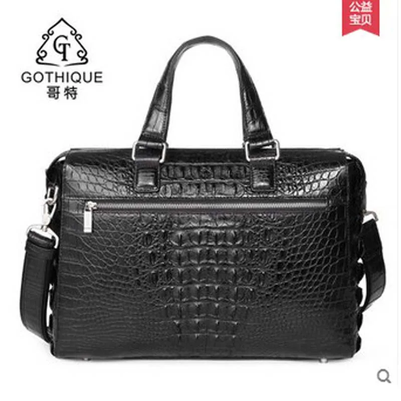 2018 gete Men's leather crocodile handbag business casual male big bag high-grade large capacity briefcase man bag