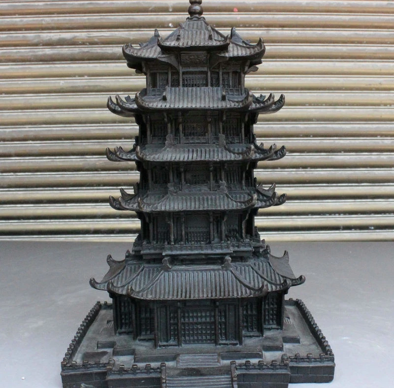 10&quot Famous Chinese Ancient Buildings Yellow Crane Tower HuangHeLou Brozne Statue | Дом и сад
