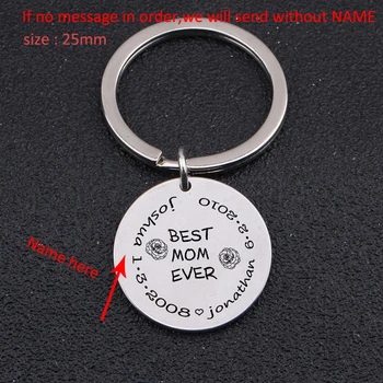 

Personalized Custom Date And Name Keychain - Mom Of 2 - Kids Names Best Mom Ever For Mother's Day Fashion Gift Women Holder