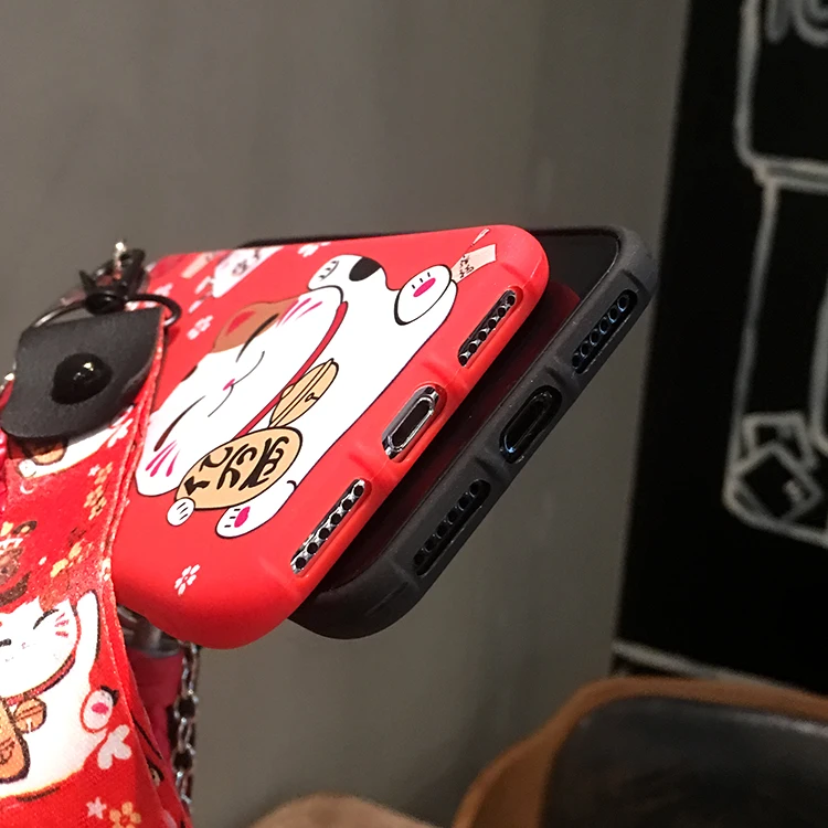 Чехол для xiaomi 9 Fortune Cat, милый чехол на заднюю панель с изображением счастливого кота для xiaomi redmi note 7 Maneki Neko Shell+ маленькие ремешки с колокольчиками