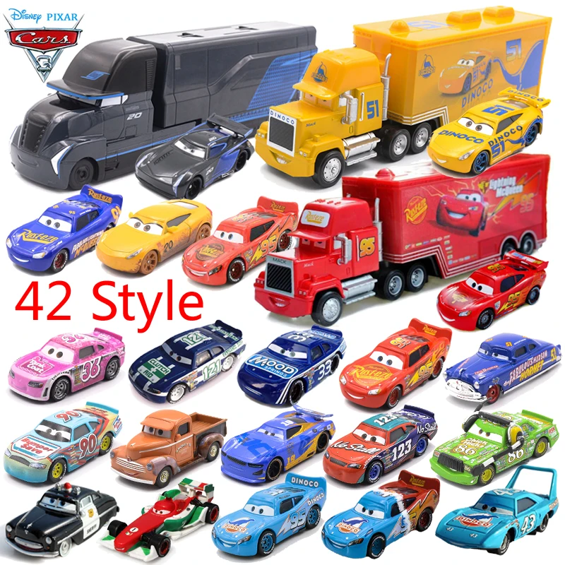 42 Style Disney Pixar 3 alliage de métal voiture foudre McQueen Jackson tempête Mack oncle camion moulé sous pression modèle Pixar voiture jouets pour enfants