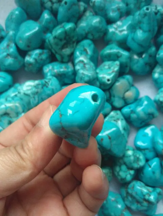

Large Hole 3mm-- 2pcsTURQUOISE Nugget Tumbled Stone pendant Healing Crystals Jewelry & Craft Supplies 15-30mm