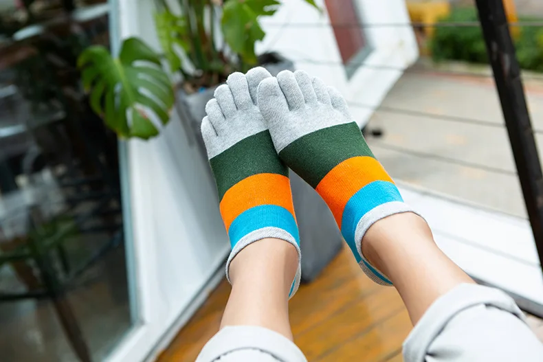 VERIDICAL 5 пар/лот хлопок носки с пальцами Ман полосатый летние дышащие пять пальцев носки для девочек модные Ботильоны классные носки для