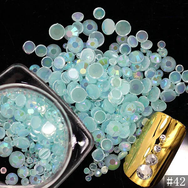 1 упаковка, 500 шт, цветные кристаллы для ногтей, драгоценные камни, Стразы 3D, блестящие плоские с задней стороны, стеклянные камни, AB Блеск, сделай сам, украшения для ногтей - Цвет: 42