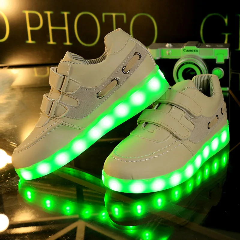2016 New Summer Children Breathable Sneakers Fashion Sport Led Usb Luminous Lighted Shoes Kids Running Boys