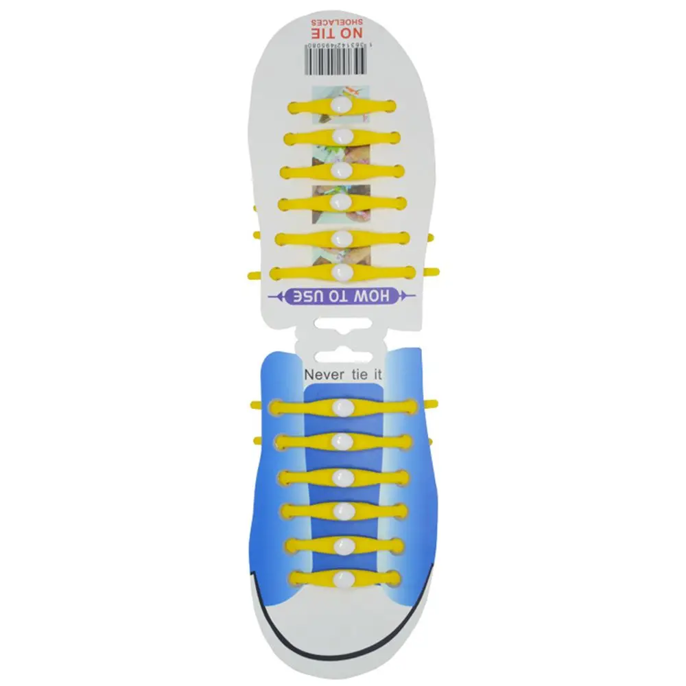 12 шт. эластичные силиконовые шнурки для обуви, спортивные шнурки для бега, шнурки для обуви для детей и взрослых, шнурки для кроссовок - Цвет: Цвет: желтый
