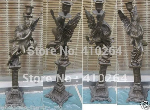 

0116P [old craft ] Fast shipping nudes Rome warrior naked Angel saint female Joan Eros Lamp-stand Bronze Statue (A0314)