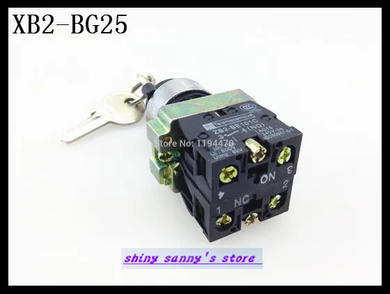 4pcs XB2 BG25 2 Position 1NO 1NC Locked Maintained Key Operated Selector Switch