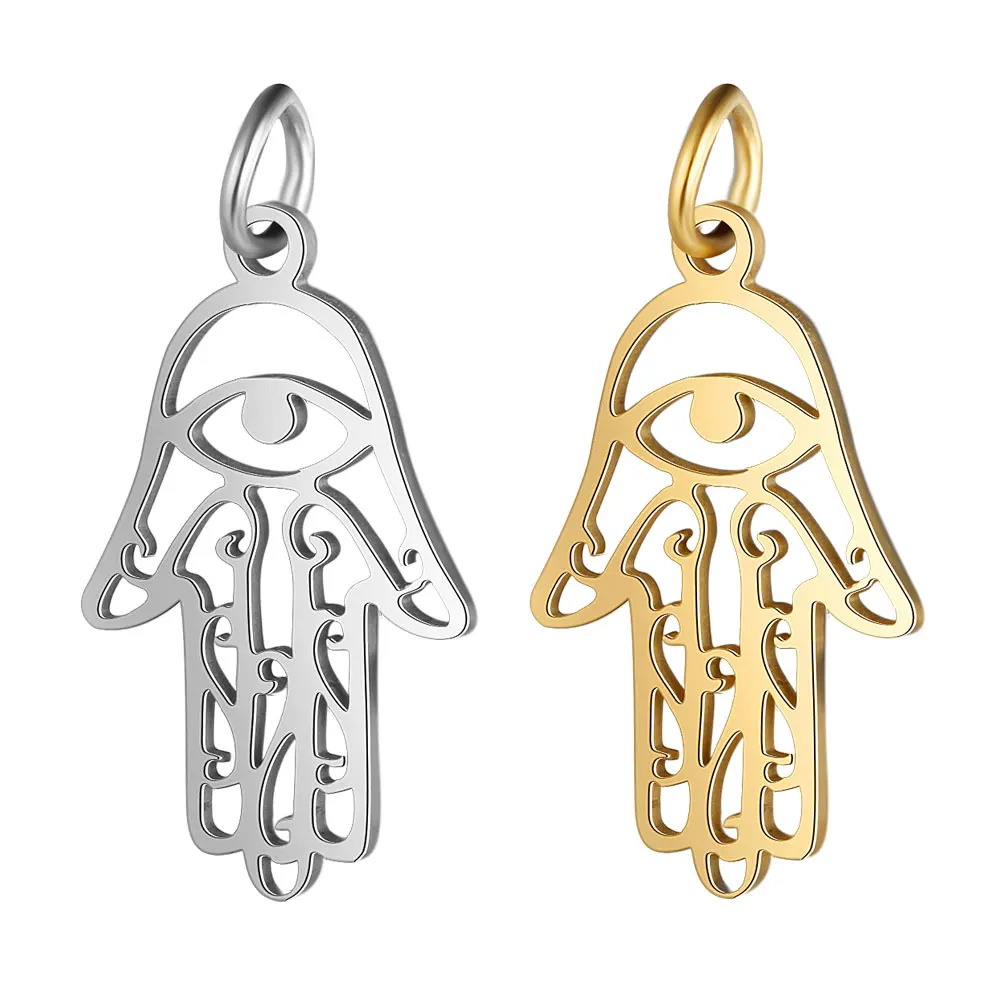 

5pcs/lot 100% Stainless Steel Hamsa Hand Charm Pendant Wholesale Jewellery Making Charms DIY Jewelry Making Charm Pendants