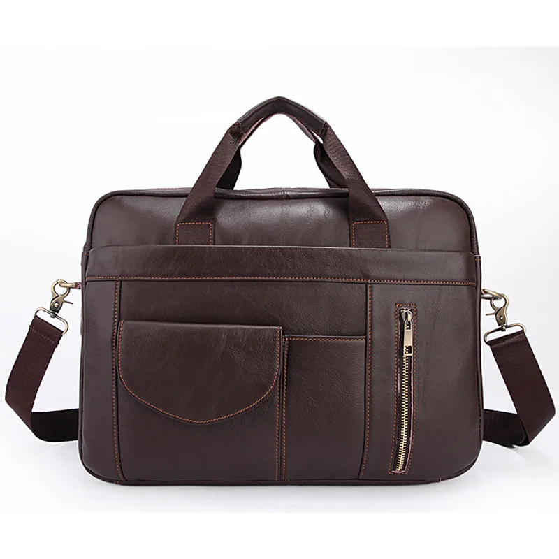 Fashion Brown Men's Genuine leather Briefcases Men's portfolio bags Men
