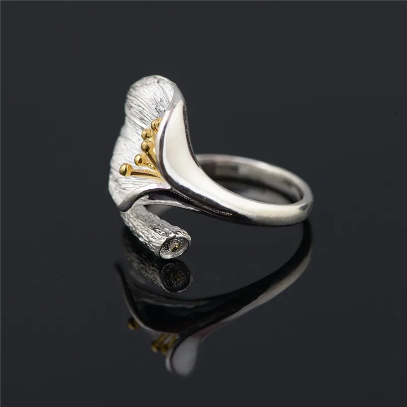 V. YA Регулируемые кольца с цветами лилии для женщин женские 925 пробы Серебряное кольцо ювелирные изделия аксессуары Высокое качество