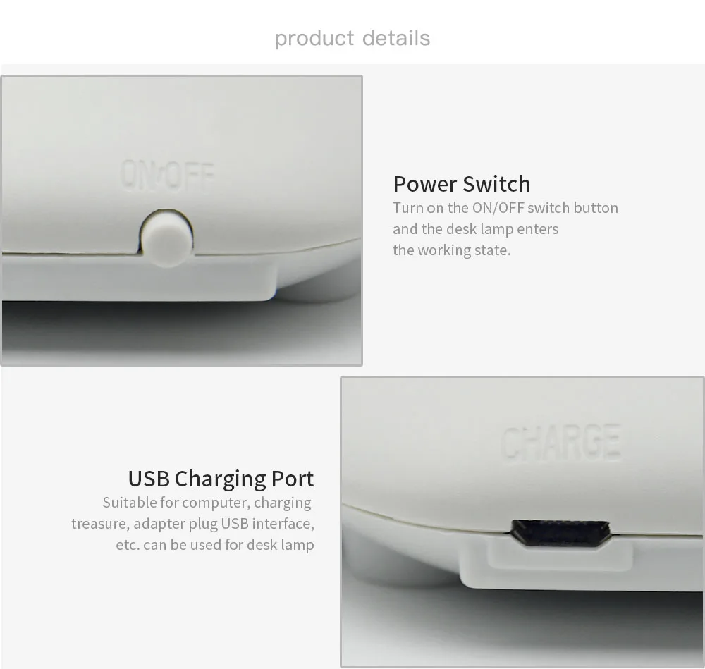 CLAITE USB Перезаряжаемые светодиодный настольная лампа регулируемый чтение свет для сенсорный выключатель, настольная лампа 5 V 3 W