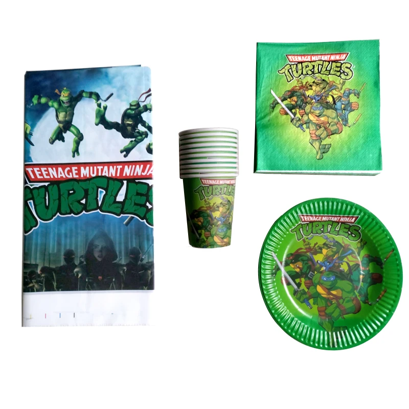 

Baby Shower Tablecloth Cartoon Ninja Turtles Napkins Paper Plates Cups Decoration Birthday Party Set Kids Favors Tableware 61PCS