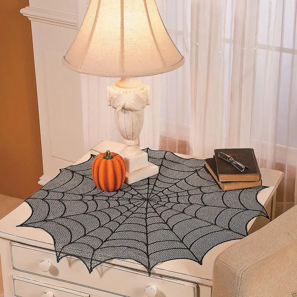 

Halloween Octagon Creepy Spiderweb Table Runner Tablecloth Cover Party Props