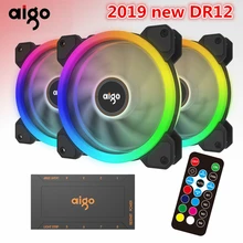 Aigo 2019 dr12 120mm ventilador refrigerador duplo rgb pc ventilador de refrigeração para computador silencioso gaming caso com ir controle remoto ventilador