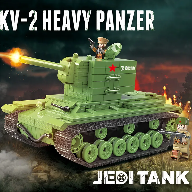 818 PCS WW2 Military Soviet Russia KV 2 Tank Building Blocks Soviet Soldier figures Weapon accessor