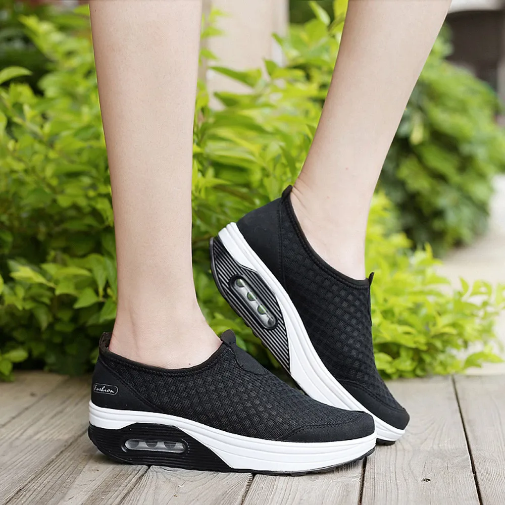 KANCOOLD/уличная женская обувь из сетчатого материала; повседневная спортивная обувь на толстой подошве с воздушной подушкой; визуально увеличивающие рост дышащие спортивные слипоны