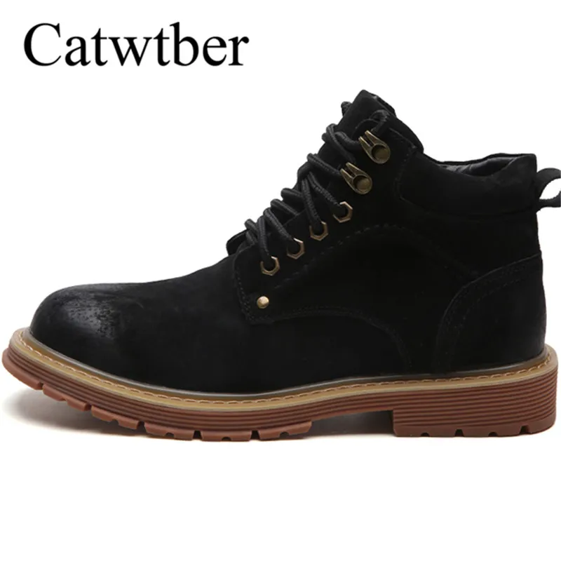 

Catwtber New Autumn Winter Designer Men Vintage Boots Fashion Pu Leather Boots Mid-Top Male Martins Boots Non-Slip Outdoor Shoes