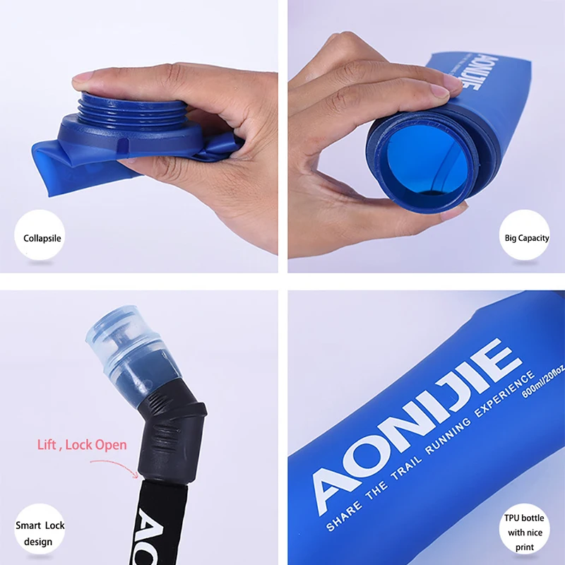 الرياضات المائية زجاجة TPU الموسعة تلميح للطي كبيرة قدرة هوكي السفر تسلق تشغيل المحمولة غير قابلة للكسر حزمة زجاجات