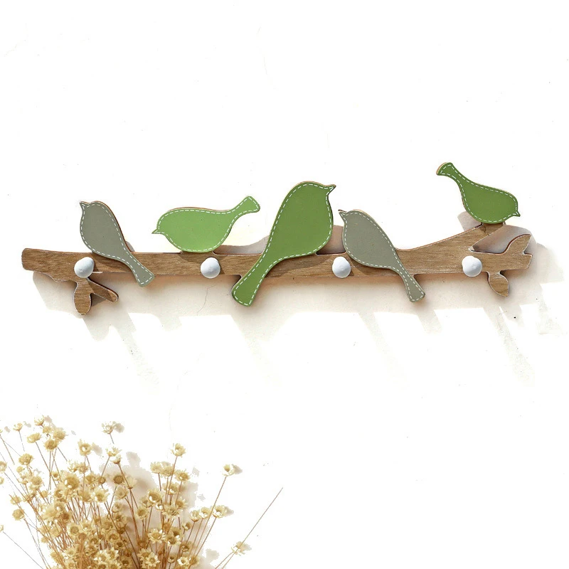 Wall Hanging Decoration Wood Bird Hook Ornaments Creative Nordic Bird