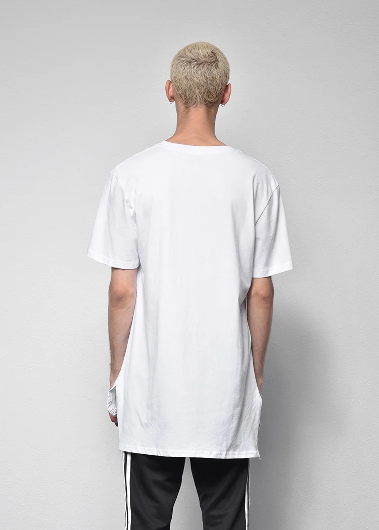 Men's T Shirt Kanye West Extended T-Shirt Men Clothing Curved Hem Long Line Tops Hip Hop Urban Blank Justin Bieber