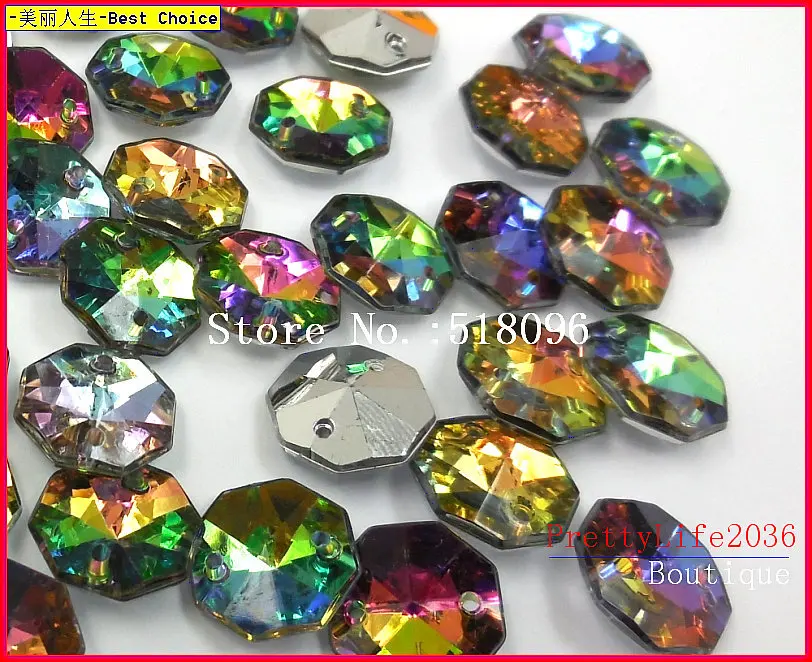 Приходите на мед восьмиугольник стразы Радуга мульти красный 14 мм камни и
