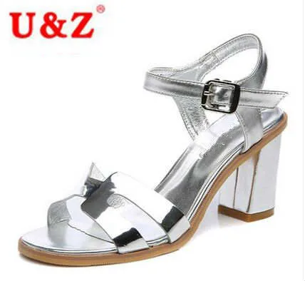 silver square heel sandals