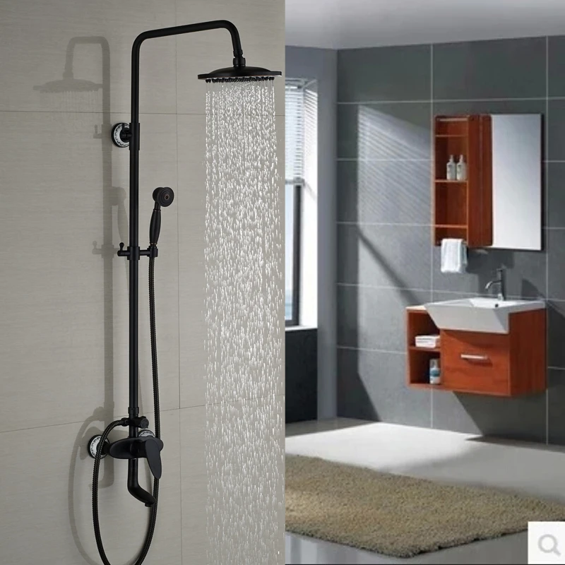 Wall Mount 8 Rain Shower Faucet Bathroom Outdoor Shower Mixer Taps Single Handle Tub Filler Brass