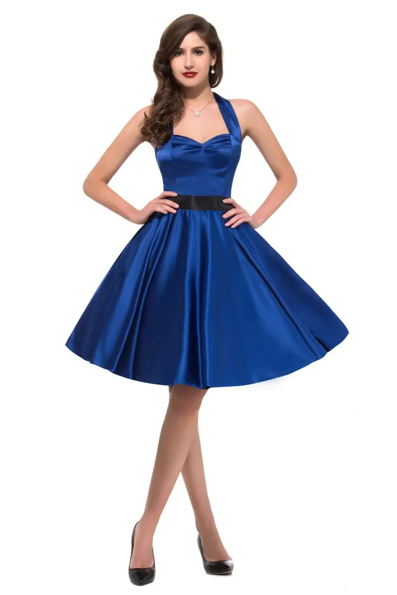 Модель с лямкой на шее милое декольте спинки Ретро Винтажные вечерние платье для