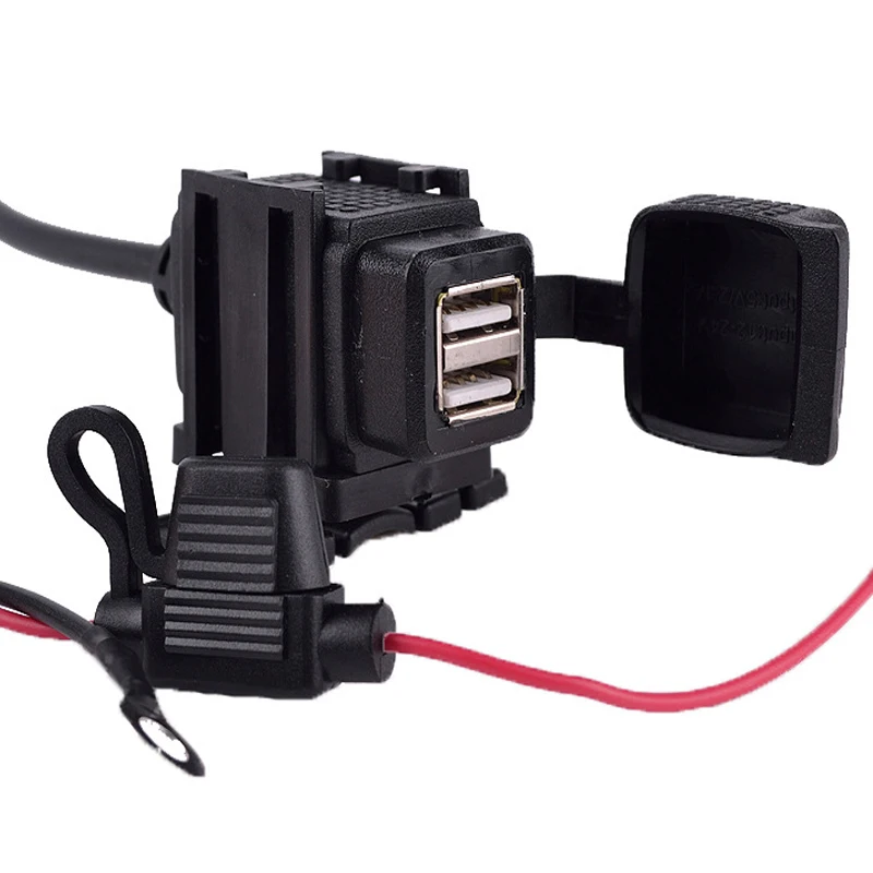 12V 24V Waterproof Motorcycle Handlebar Power Adapter Socket Dual USB