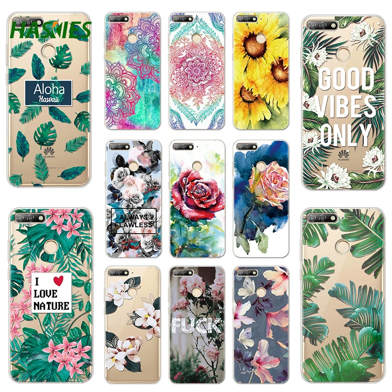 

5.7" Flower Case For Huawei Honor 7A Pro Silicone Soft For Huawei Y6 Prime 2018 /Enjoy 8E Case Coque Protector Back Cover Fundas