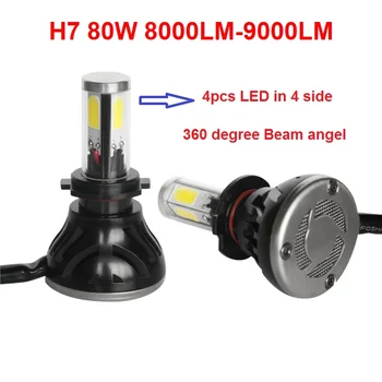 

80W/set 8000LM brightest H7 LED headlight kits.H7 bulb Car LED Headlamp, H7 Auto LED conversion kit,H7 H11 9005 9006 HB3